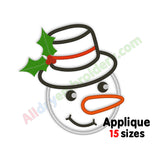 Snowman applique embroidery design