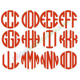 Circle monogram embroidery font
