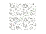 Decorative pattern with animals and nature elements on a white background