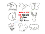 Animal quilting embroidery design bundle.