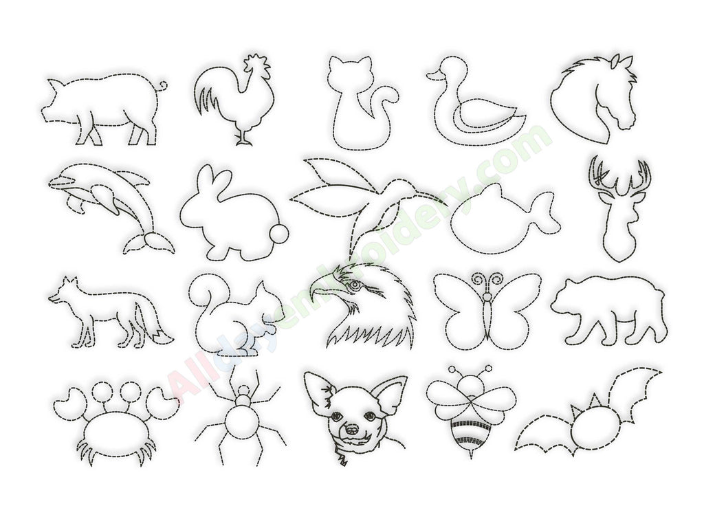 Animal embroidery design bundle
