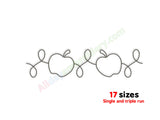 Decorative apple designs with '17 sizes' text on a white background