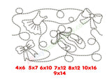 Ballerina edge to edge quilting embroidery design. Machine embroidery. Long arm pantograph.