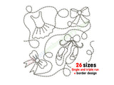 Ballerina edge to edge quilting embroidery design. Machine embroidery. Long arm pantograph.