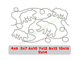Bear quilting edge to edge embroidery design.
