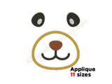Bear face applique embroidery design