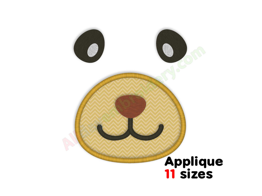 Cute bear face embroidery design.