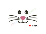 Cute bunny face machine embroidery design. Doll face embroidery.