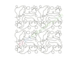 Cat and cat paw print quilting embroidery design.