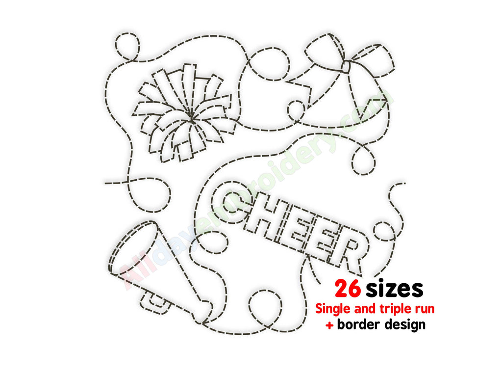 Cheerleading edge to edge quilting embroidery design.