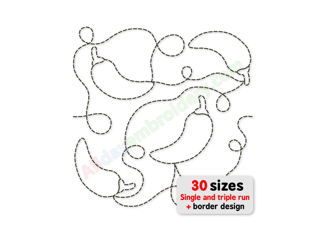 Chili pepper quilting embroidery design
