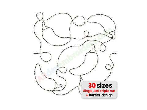Chili pepper quilting embroidery design