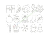 Christmas items run stitch design bundle featuring multiple Christmas themed items.