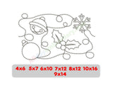 Christmas edge to edge quilting embroidery design with Christmas bell, snowflake, Christmas ball and Holly.