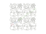 Christmas edge to edge quilting embroidery design with Christmas bell, snowflake, Christmas ball and Holly.