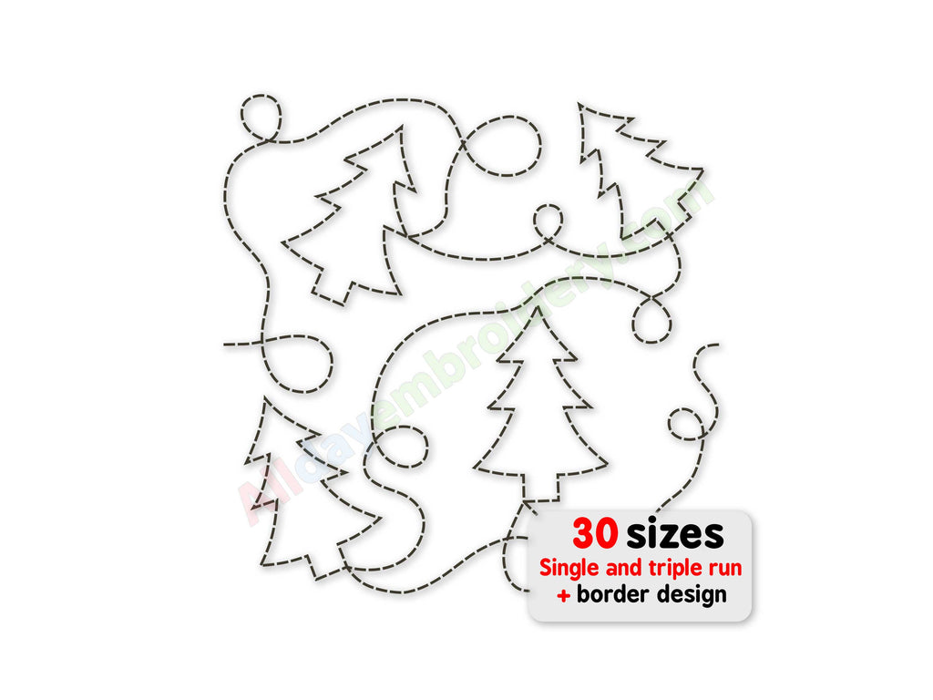 Christmas tree quilting embroidery design.