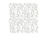 Christmas tree quilt block machine embroidery design.