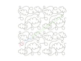 Cloud edge to edge quilting embroidery design