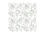 Steaming coffee cup and coffee beans in continuous line quilting embroidery design