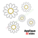 Daisy flower applique embroidery designs