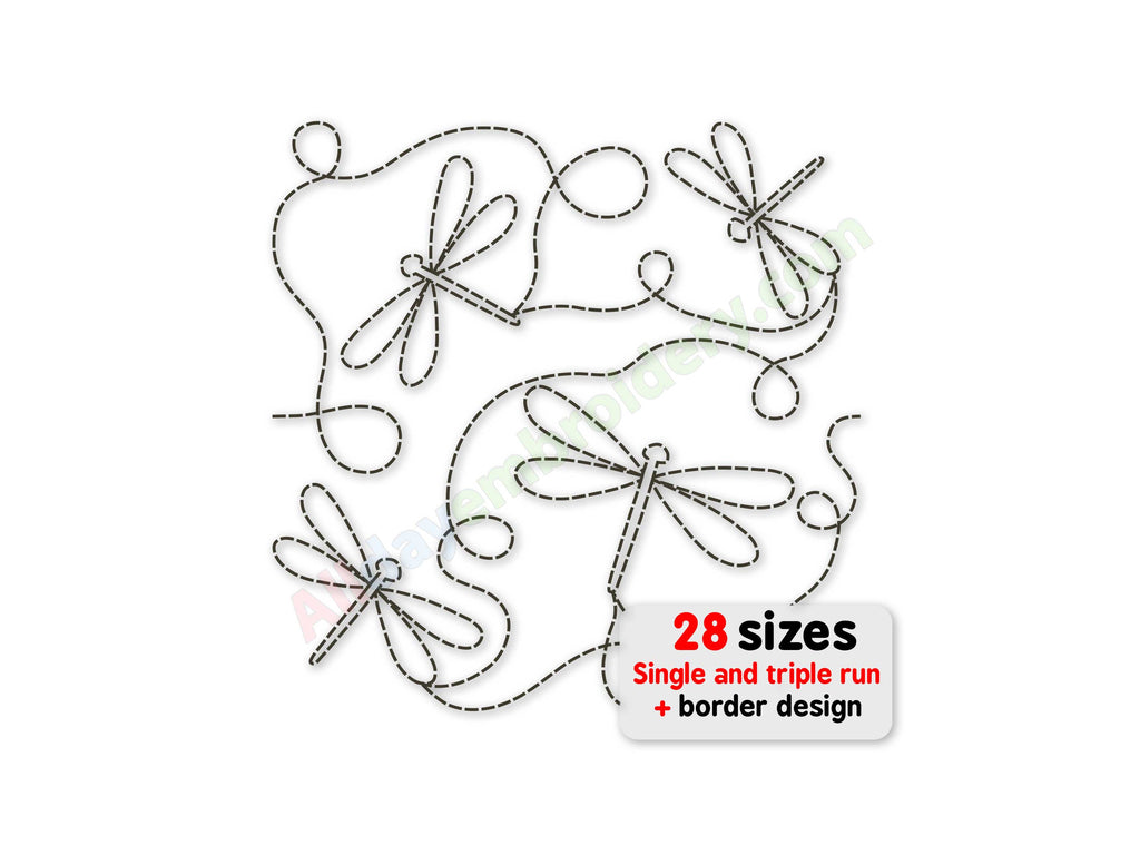 Dragonfly edge to edge embroidery design.