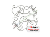 Dragonfly edge to edge embroidery design.