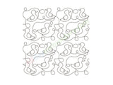 Black and white pattern of stylized birds on a white background
