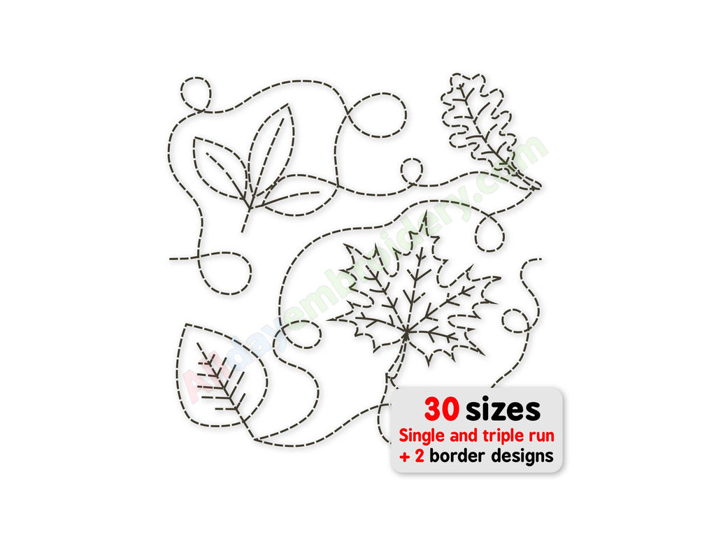 Fall leaves quilting edge to edge embroidery design.