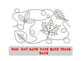 Fall leaves quilting embroidery design.