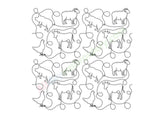 Pattern of sheep and circles on a white background