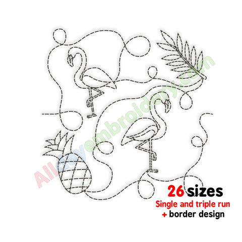 Flamingo quilting embroidery design
