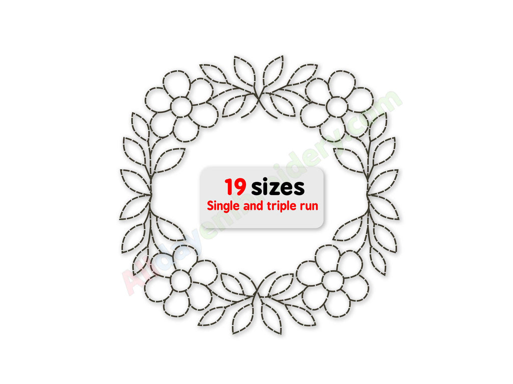 Flower wreath embroidery/quilting design