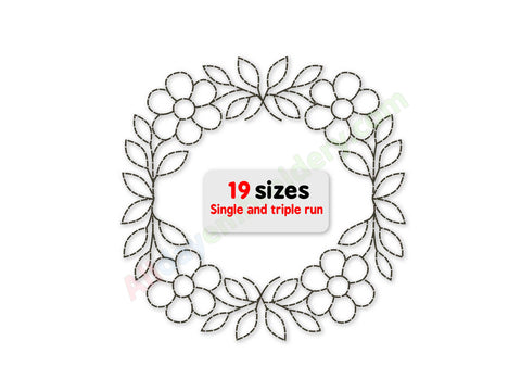 Flower wreath embroidery/quilting design