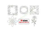 Flower wreath embroidery design bundle