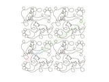 Pattern of wolves and paw prints on a white background