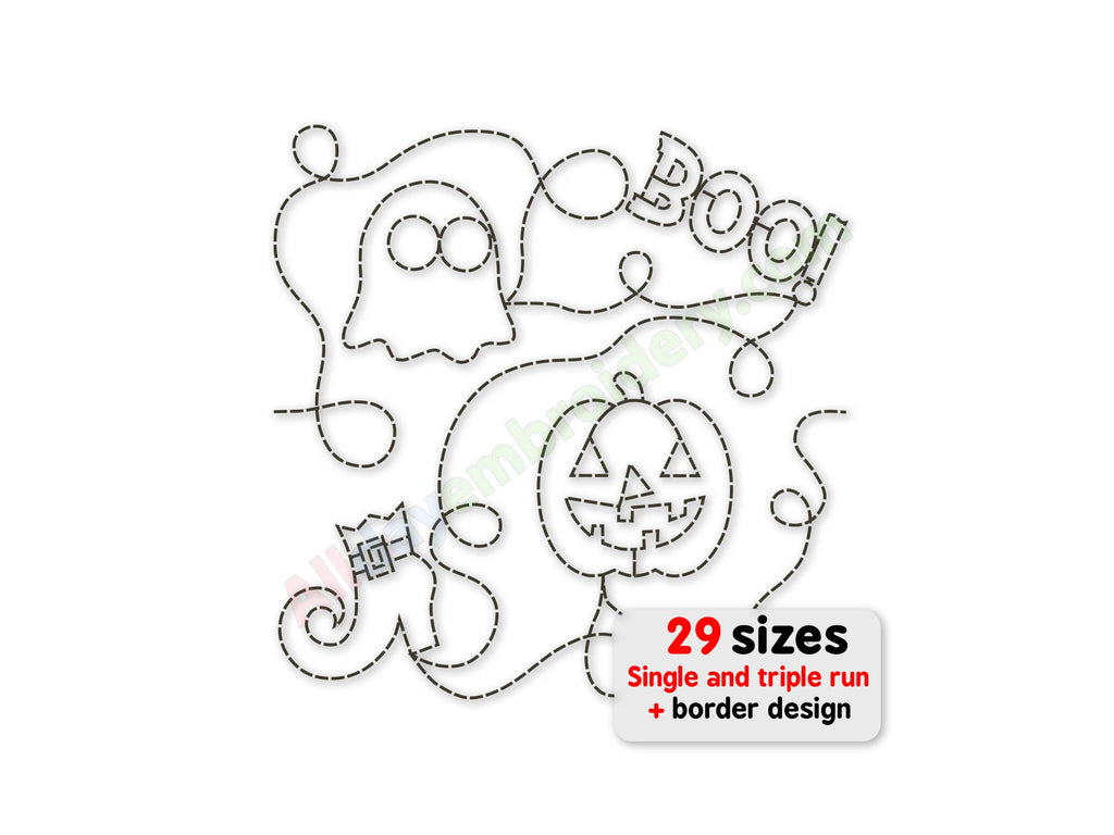Halloween themed quilting edge to edge embroidery design.