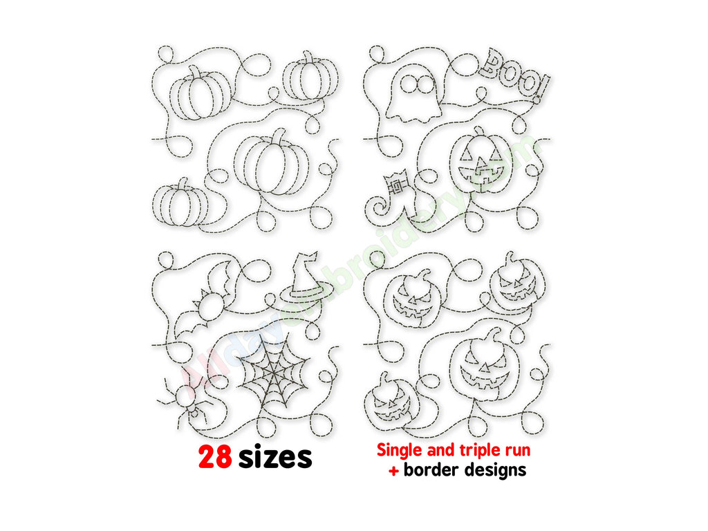 Halloween quilting embroidery design bundle.