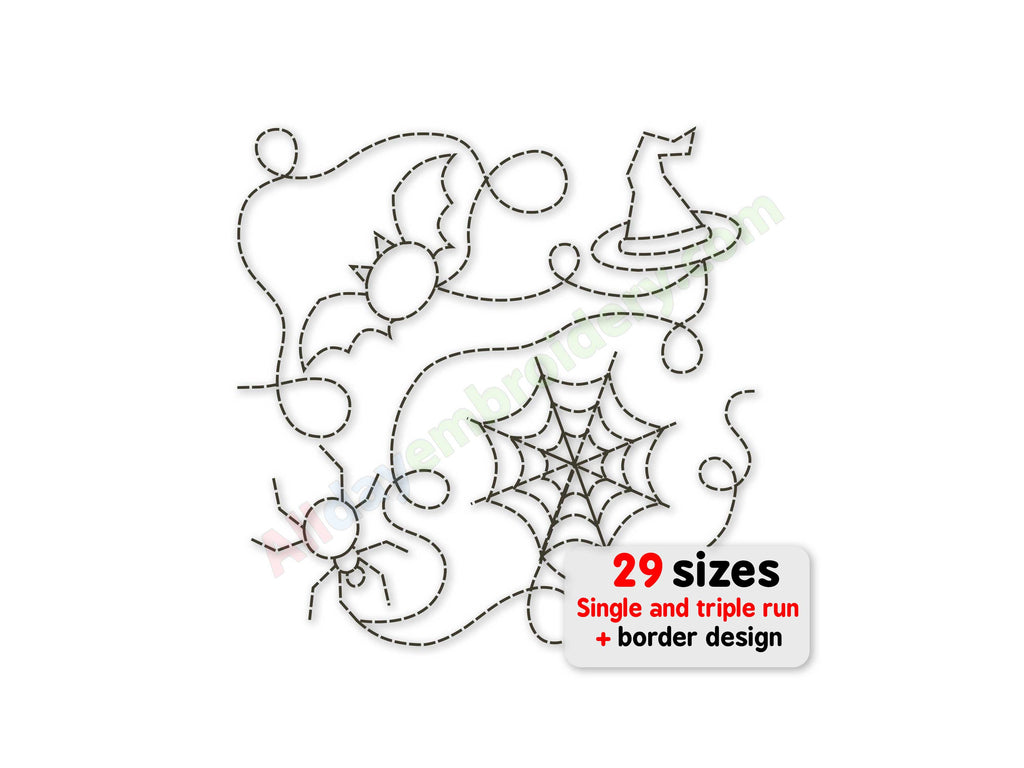 Halloween quilting embroidery design. Edge to edge embroidery pattern.