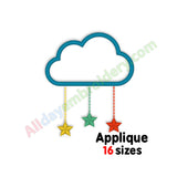 Cloud with stars embroidery design