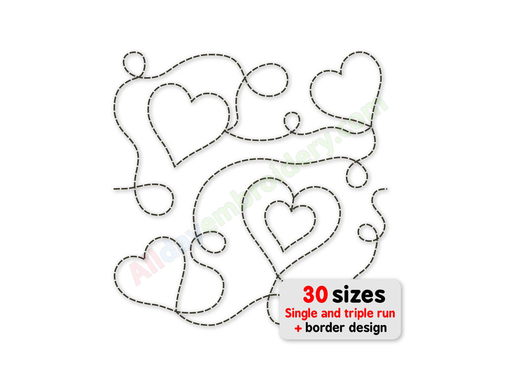 Heart quilting embroidery design.