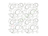Pattern of hedgehogs and circles on a white background