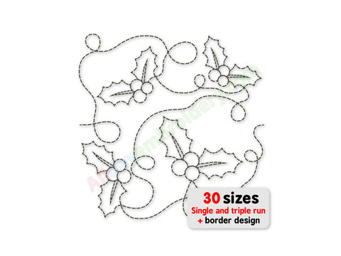 Holly quilting embroidery design.