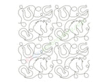 Horse edge to edge embroidery design with horse and horseshoes.