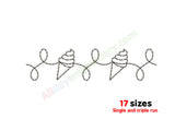 Ice cream cones edge to edge embroidery