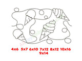 Ice cream cones edge to edge embroidery for embroidery and longarm machines