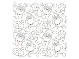 Owl and flowers edge to edge quilting design.