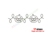 Jack O Lantern pumpkin quilting border embroidery design.