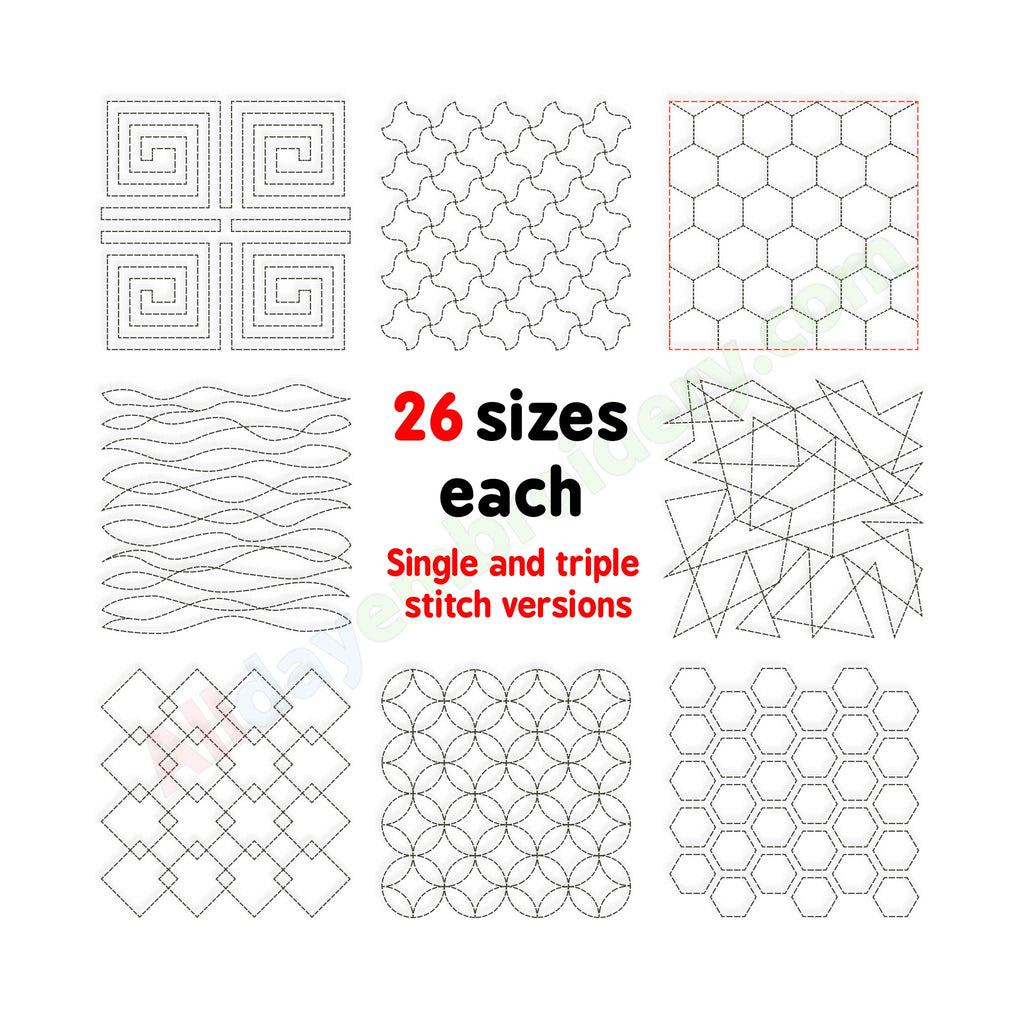 Quilting block embroidery designs. Embroidery designs for computerized embroidery machines.
