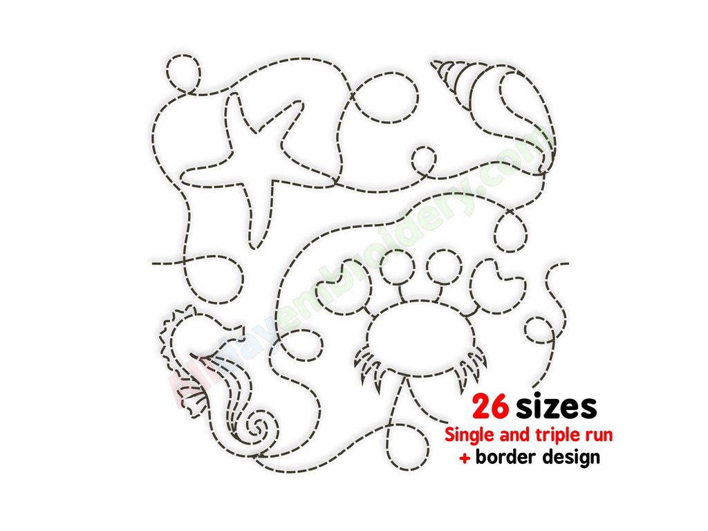 Sea animals edge to edge quilting design