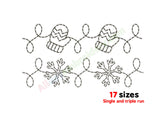 Snowflakes and mittens quilting border embroidery designs